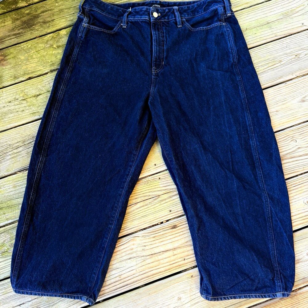 J.Crew Re-Imagined Women's Plus Size 34 Dark Wash Barrel Leg Cropped Jeans